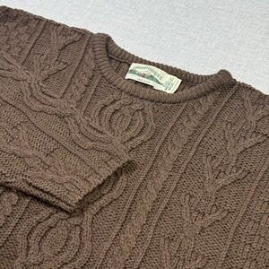 Aran Crafts Cable-Knit Fisherman Sweater Mens XL Brown Roll Neck Merino Wool